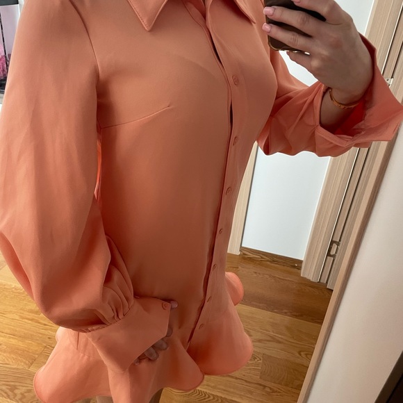 PLT puff sleeve coral mini dress - Picture 2 of 6